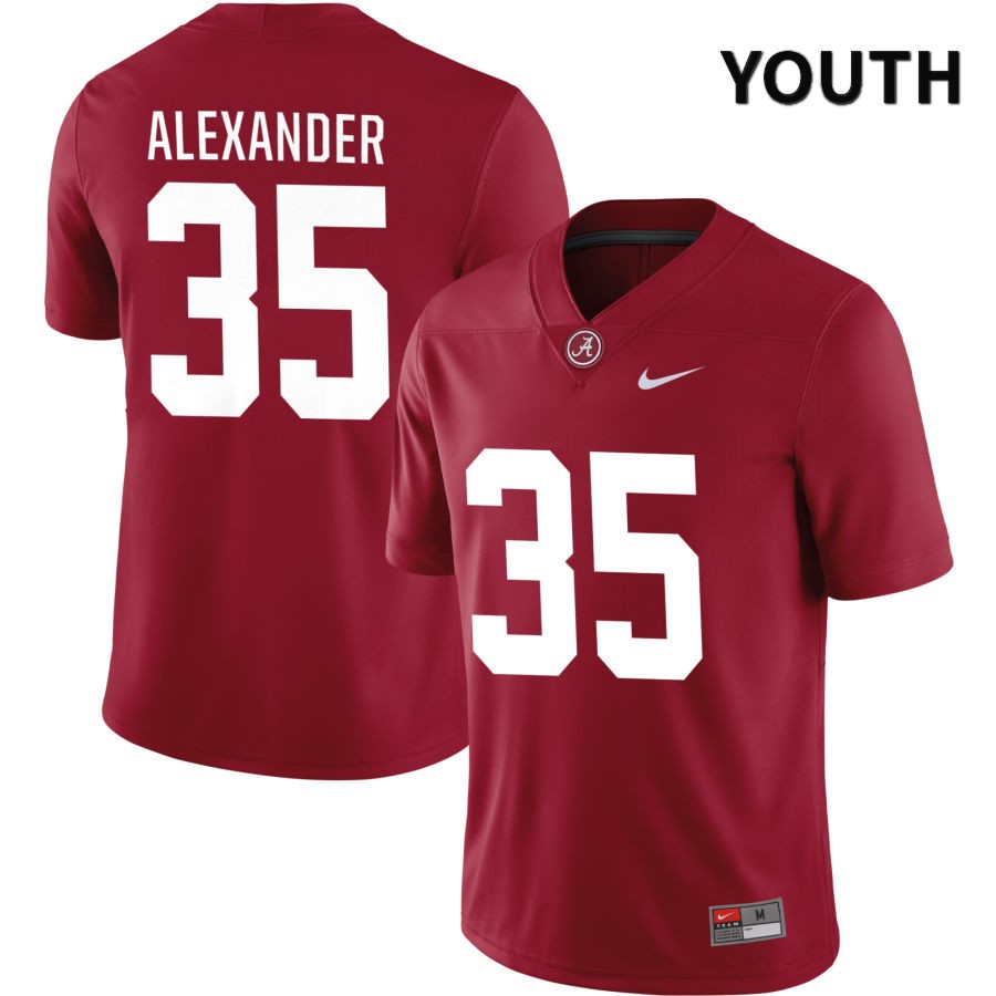 Alabama Crimson Tide Youth Jeremiah Alexander #35 NIL Crimson 2022 NCAA Authentic Stitched College Football Jersey XH16Y33PY